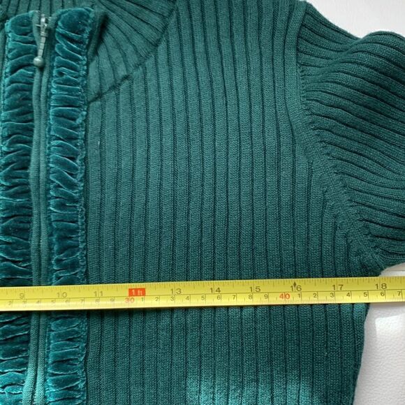 Coldwater Creek Full Zip Velor Trim Mock Neck Cardigan Sweater Size S - Picture 4 of 6
